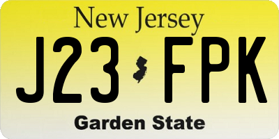 NJ license plate J23FPK