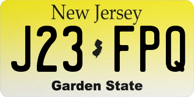 NJ license plate J23FPQ