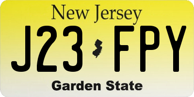 NJ license plate J23FPY