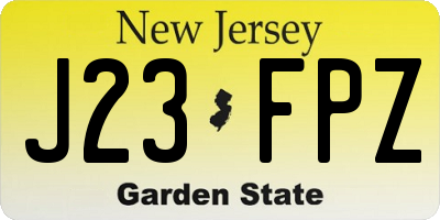 NJ license plate J23FPZ