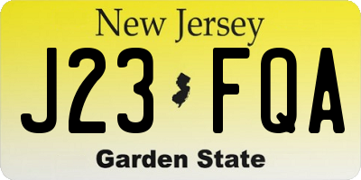 NJ license plate J23FQA