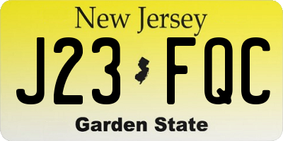 NJ license plate J23FQC