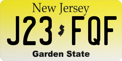 NJ license plate J23FQF