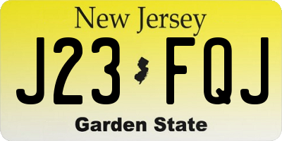 NJ license plate J23FQJ