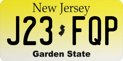 NJ license plate J23FQP
