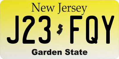 NJ license plate J23FQY