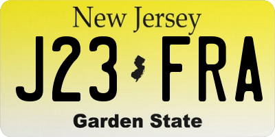 NJ license plate J23FRA
