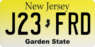 NJ license plate J23FRD