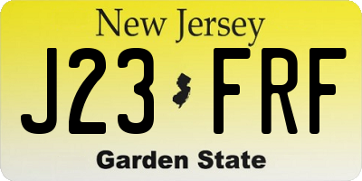 NJ license plate J23FRF