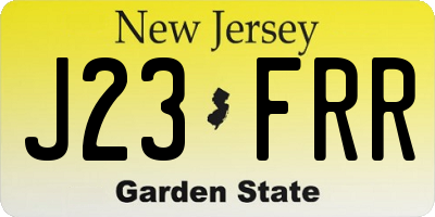 NJ license plate J23FRR