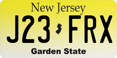 NJ license plate J23FRX