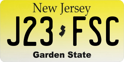 NJ license plate J23FSC