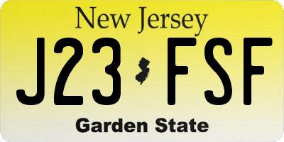 NJ license plate J23FSF
