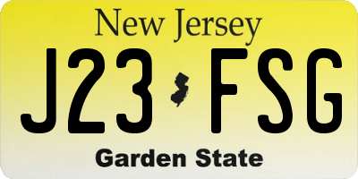 NJ license plate J23FSG