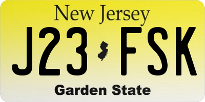 NJ license plate J23FSK