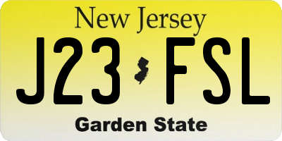 NJ license plate J23FSL