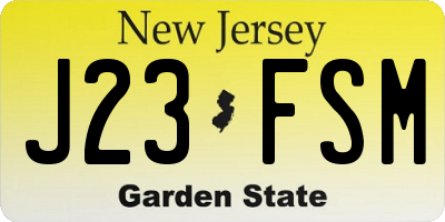 NJ license plate J23FSM