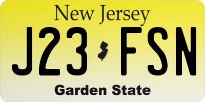 NJ license plate J23FSN
