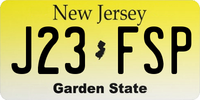 NJ license plate J23FSP