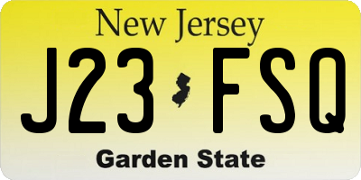 NJ license plate J23FSQ