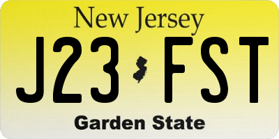 NJ license plate J23FST
