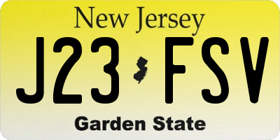 NJ license plate J23FSV