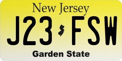 NJ license plate J23FSW