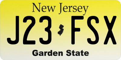 NJ license plate J23FSX