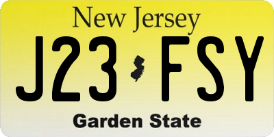 NJ license plate J23FSY