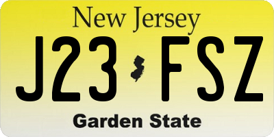 NJ license plate J23FSZ