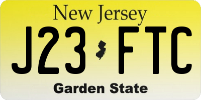 NJ license plate J23FTC