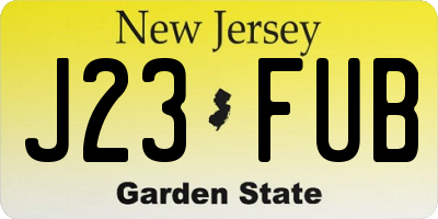 NJ license plate J23FUB