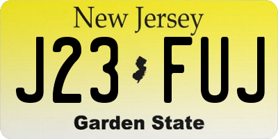 NJ license plate J23FUJ