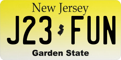 NJ license plate J23FUN