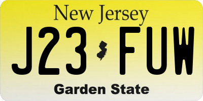NJ license plate J23FUW