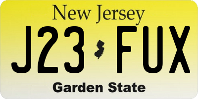 NJ license plate J23FUX