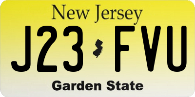 NJ license plate J23FVU