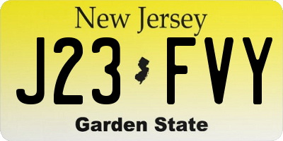 NJ license plate J23FVY