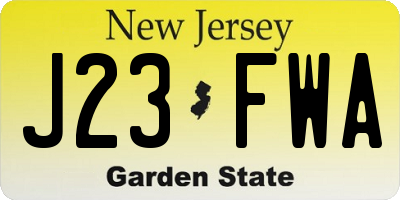 NJ license plate J23FWA