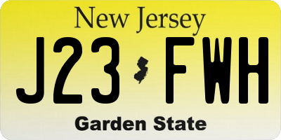 NJ license plate J23FWH