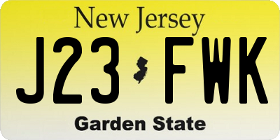 NJ license plate J23FWK