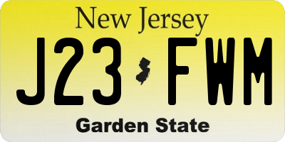 NJ license plate J23FWM