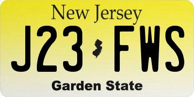NJ license plate J23FWS