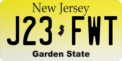 NJ license plate J23FWT