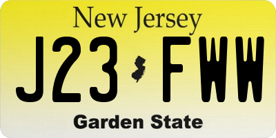 NJ license plate J23FWW