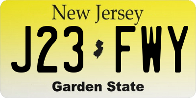 NJ license plate J23FWY