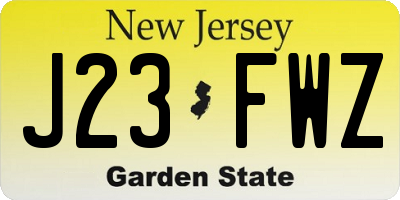 NJ license plate J23FWZ