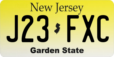 NJ license plate J23FXC