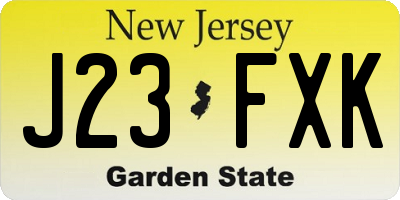 NJ license plate J23FXK