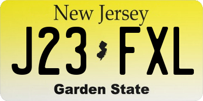 NJ license plate J23FXL